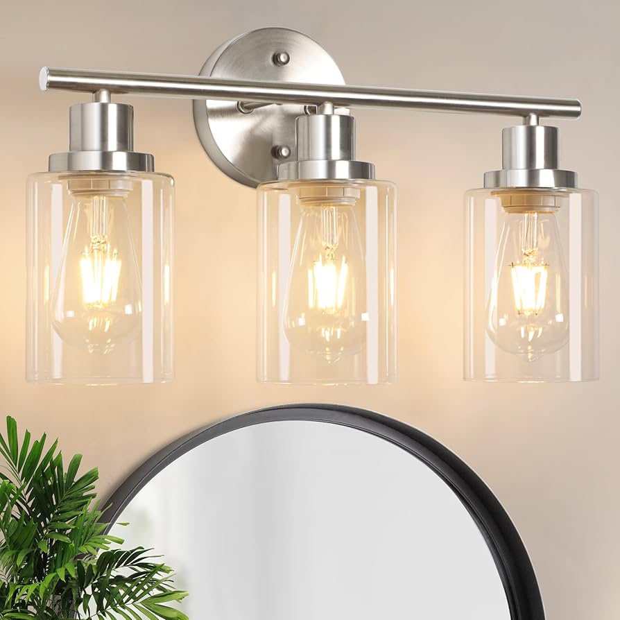ウニコ　照明　Mirai Unicozin 3 Light Vanity Lights, Brushed Nickel Wall Sconce